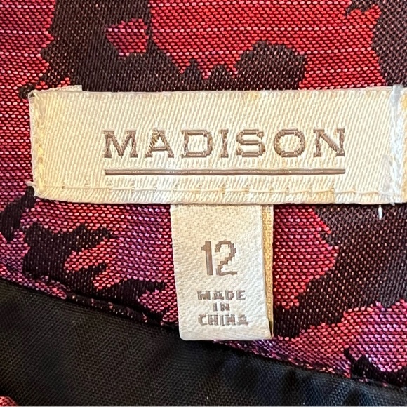 Madison Pleated Collar Pink Purple Animal Print sheath Dress Halter Size 12 NWOT - Picture 5 of 8